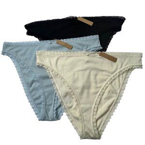 SKIMS Lace Pointelle Cheeky Brief Lot of 3 Bone Sky Onyx Womens 4X